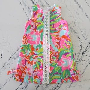 Lilly Pulitzer Girls' Flamingo Print Dress with Lace Detail Size 6